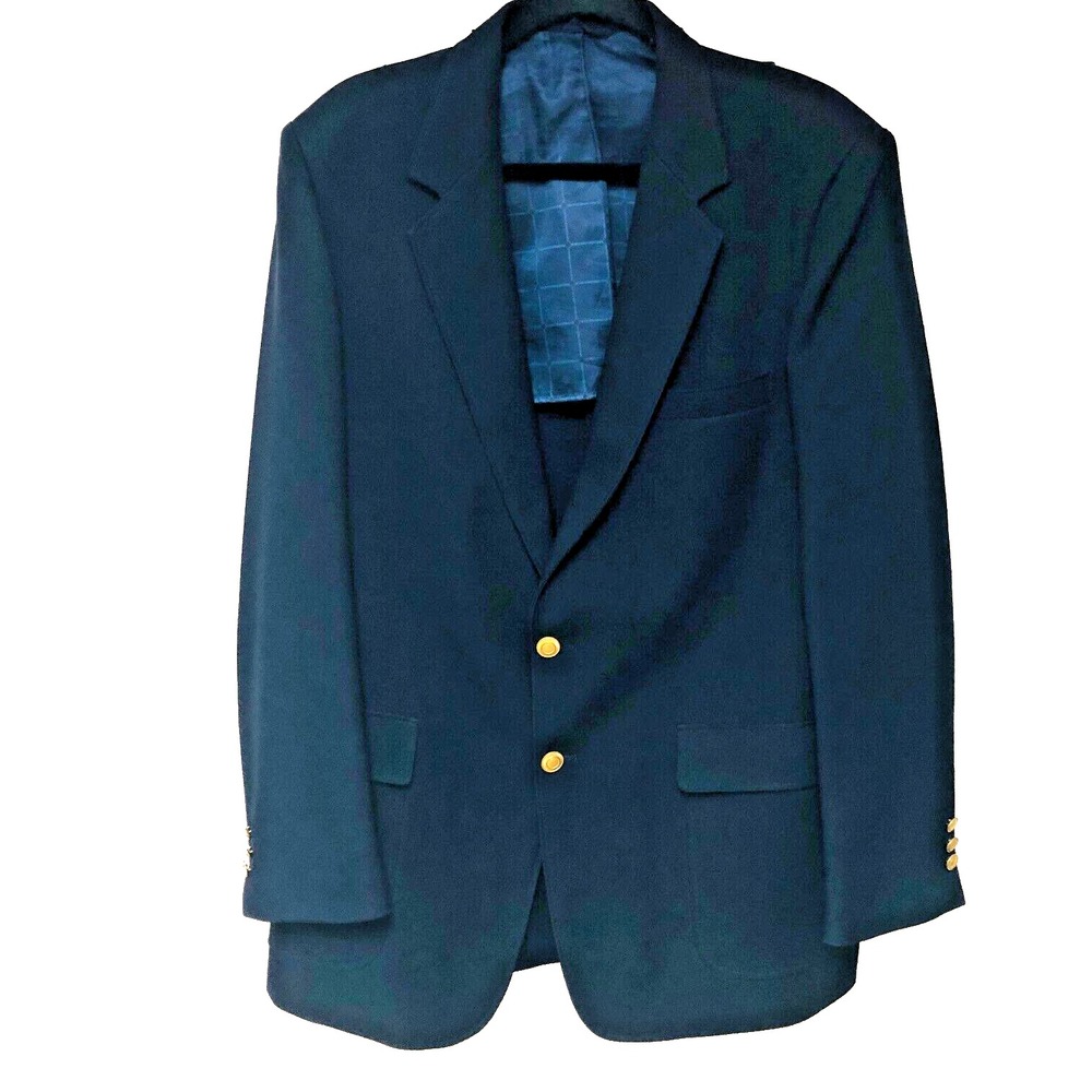 Vintage Sears‎ Mens Sport Coat Jacket Blazer Navy Blue Perma-Press Size 44